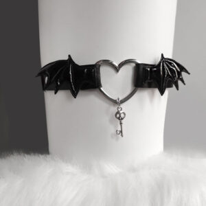 Devil wings heart key garter