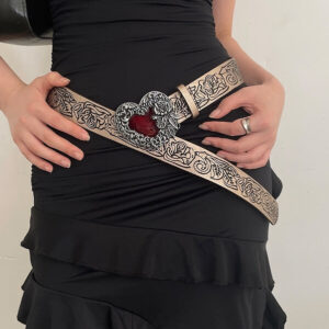bloody heart embossed belt